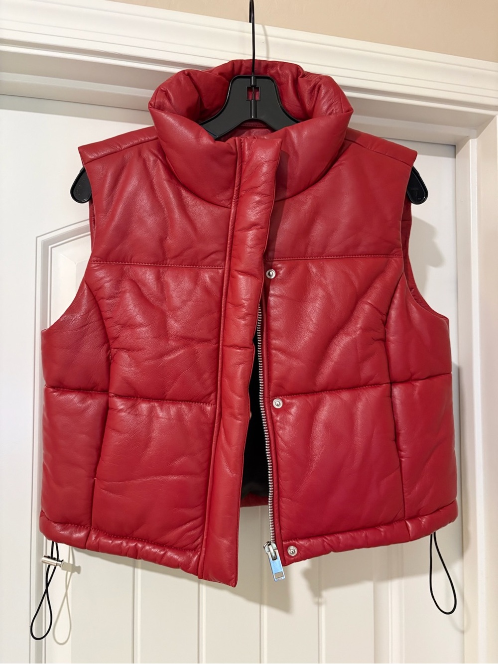 Walter Baker Landon Red Lamb Leather Puffer Vest Size M